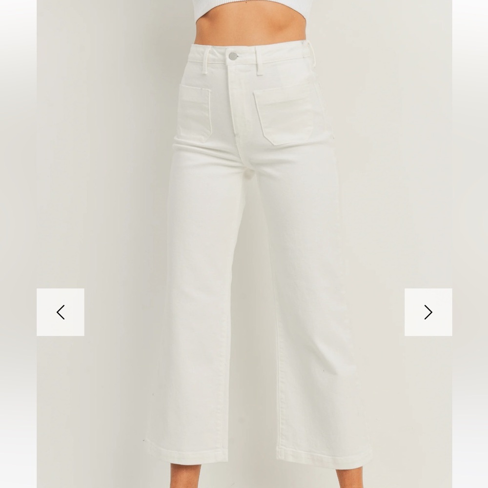 JUST BLACK DENIM: High rise, flared crop ivory denim pant, size 24 - Picture 3 of 14